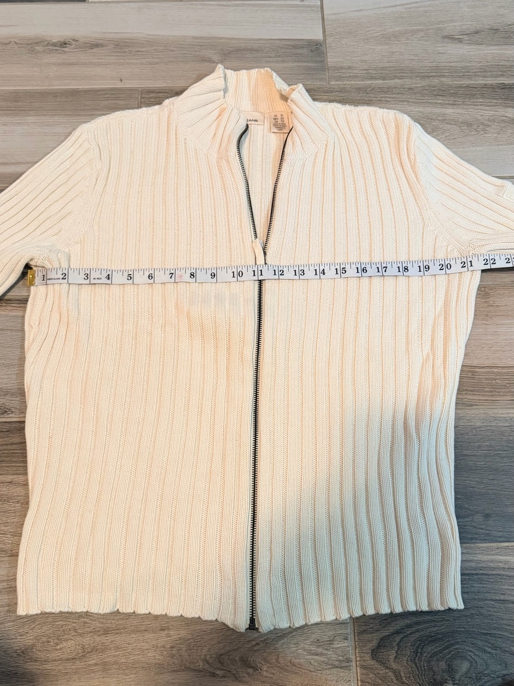 DKNY Cream Ribbed Zip Cardigan - Picture 7 of 7
